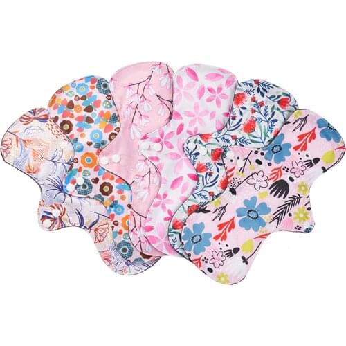 6PCS Night Use Reusable Menstrual Pads for Heavy Flow,Washable Bamboo Charcoal Sanitary Napkins Breathable Women Cloth Pads17*30