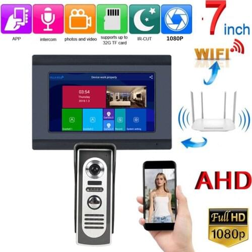 7 inch Wired Wifi Video Door Phone Doorbell Intercom Entry System with HD 1080P Wired Camera Night Vision,Support Remote APP int