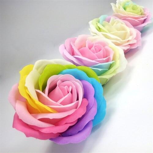 8 Colors Colorful Heart-Shaped Rose Soap Flower Wedding Party Gift Handmade Petal Decor Bath Red White Blue Pink Purple Romantic