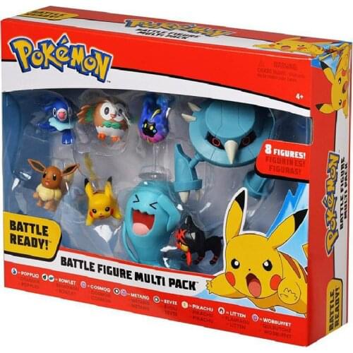 8pcs/set Pikachu Pokemon Pocket Monster Detective Battle Cartoon Doll Pvc Action Figure Collector Ornament Decoration Kids Gifts