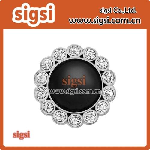 White and black round flower crystal acrylic rhinestone button for decoration