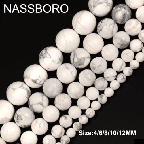 Wholesale Natural White Howlite Stone Beads For Jewelry Making Round Loose Balls Bead Bracelet DIY Accessories 4/6/8/10/12MM