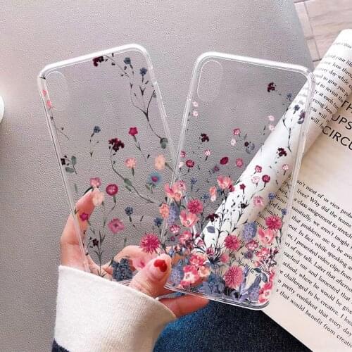 Clear Hand Painted Phone Case For iphone X XS MAX XR Flower Cover Transparent Case For iPhone 12 11 pro MAX Mini 6 7 8 Plus SE 2