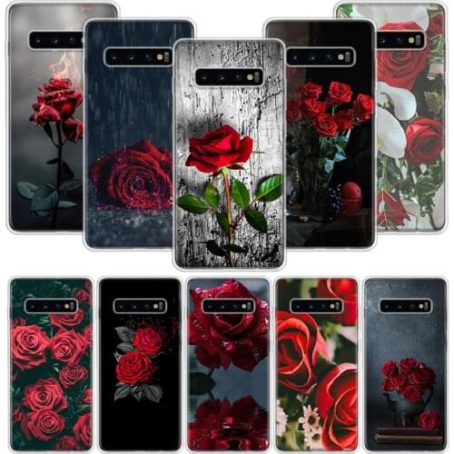 Red Butterfly Roses Flower Phone Case For Samsung Galaxy S10 S20 S21 S9 S8 S7 Note 10 20 9 8 FE J4 J6 Ultra Plus Lite Pro + Edge