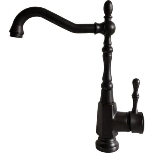 Black Oil Rubbed Bronze Kitchen Wet Bar Bathroom Vessel Sink Faucet Mixer Tap Single Hole Swivel Spout One Handle mnf386