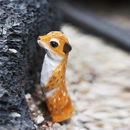Meerkat Handmade woodcarving Meerkats Solid wood animal ornaments Nordic style home decorations