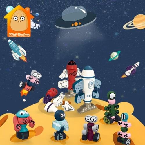 Kids Magnetic Building Blocks Educational Toys For Children 3D DIY Magnet Cartoon Robot Rocket Puzzle Model Designer Kit Game