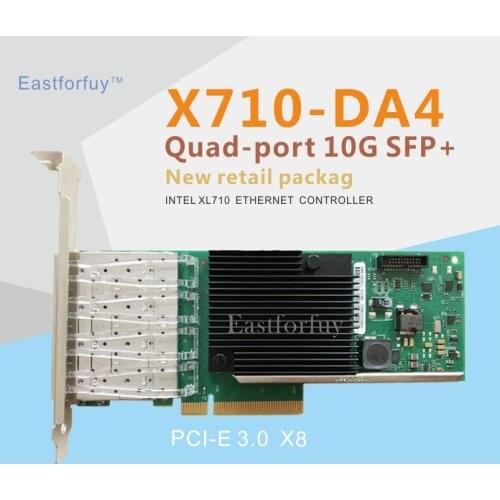 Eastforfuy 4 Port 10-Gigabit Ethernet NIC X710-DA4 X710DA4 Network Card Converged Server Adapter