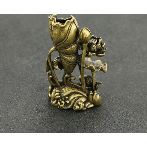 Pure Copper Lotus Carp Figurines Miniatures Office Incense Stick Ornaments Goldfish Lotus Antique Bronze Tea Pet Home Decoration