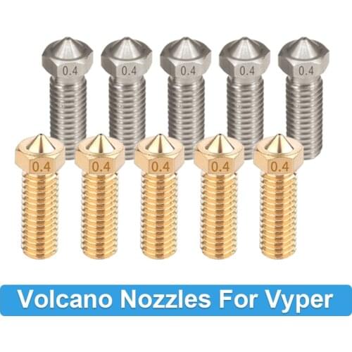 5PCS 3D Printer Volcano Nozzle Brass Nozzles For Anycubic Vyper For E3D Volcano Hotend M6 Extruder Nozzle