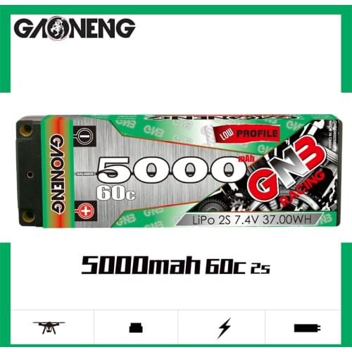 Gaoneng GNB 5000mAh 2S 7.4V 60C Lipo Battery LCG 5mm Built-in Bullet Hard Case T XT60 Plug for RC Car Model Spare Parts