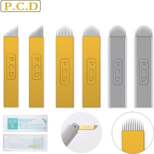 High quality Sterilized Microblading Needles PCD Hard Tattoo Needles for 3D Permanent Makeup Manual Tattoo Pen 0.18/0.25mm