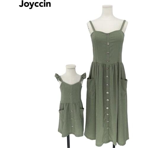 Joyccin Flutter-Sleeve Tank Dresses for Mommy and Me Family Look 2 color family matching outfits Mother&Kids
