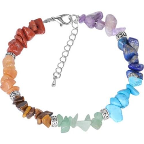 Colorful Beauty Unisex 7Chakra Natural Breakstone Bracelets Irregular Shape Chain Women Gifts Jewelry Decoration