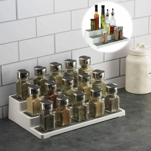 Holder Food Organiser Rack Storage Kitchen 3 Tier Shelf Spice Herb Jar Cupboard