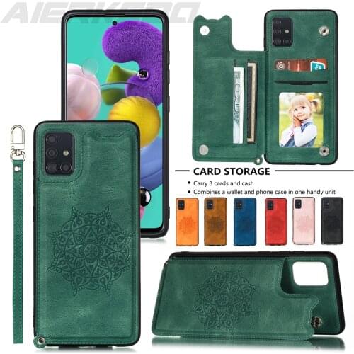 Leather Case for Samsung Galaxy S20 FE S21 Ultra S10 Note20 Plus A21S A31 A41 A51 A71 A52 A72 A12 A30 A50 A70 Card Holder Cover