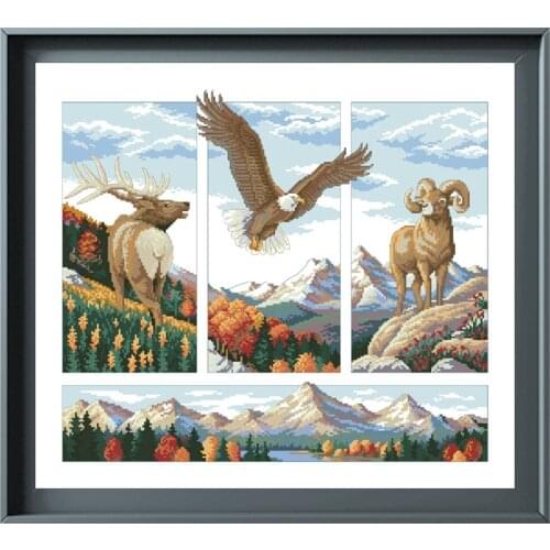DreampatternRocky Mountain Beauty cross embroidery kit pattern 18ct 14ct 11ct unprint canvas Cross-stitch DIY needlework