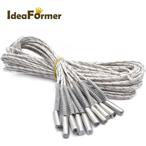 3D Printer 6*20mm 12V/24V 50W Heater Cartridge Heating Tube 1M/2M Cable For High Temperature V6 Volcano MK8 MK9 Hot End Heat Kit