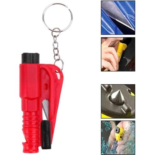 NEW 1pcs Self-defense Spike Cone Mini Window Breaker Protection Key Chain Emergency Car Safety Hammer Whistle Cutter Escape