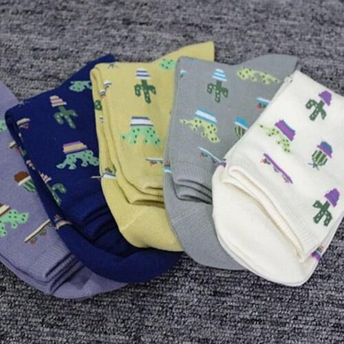 Spring Autumn New Casual Korean Style Women Cactus Cartoon Fresh Lovely Plant Cotton Tide Short Socks