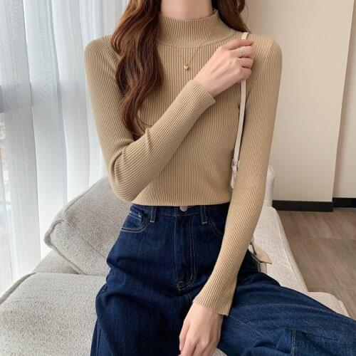 New-coming Autumn Winter Tops Turtleneck Pullovers Sweaters Primer shirt long sleeve Short Korean Slim-fit tight sweater