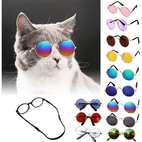 Fashion Cat Glasses Cute Round Pet Sunglasses For Dogs And Cats Puppy UV Protection Glasses Pets Photos Props Accessories