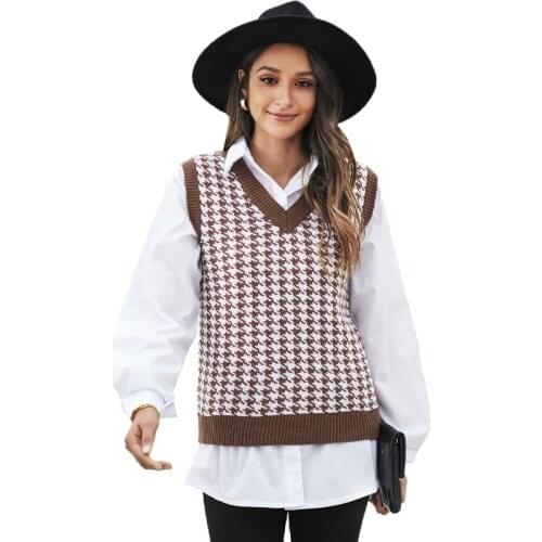 Autumn Women Sweater Knitted Pullovers Vest V-Neck Sleeveless Casual Female Knitwear Thick Suits Waistcoat Chic Tops C3000