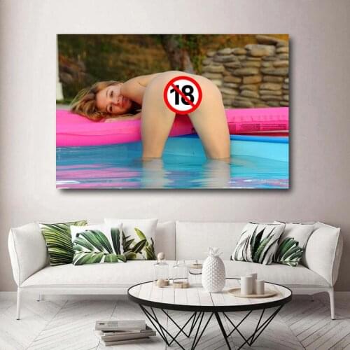 Beauty Girl Swimming Sexy Blonde Artistic Body Photo Adult Posters Canvas Print Wall Art Paintings for Home Room Decor