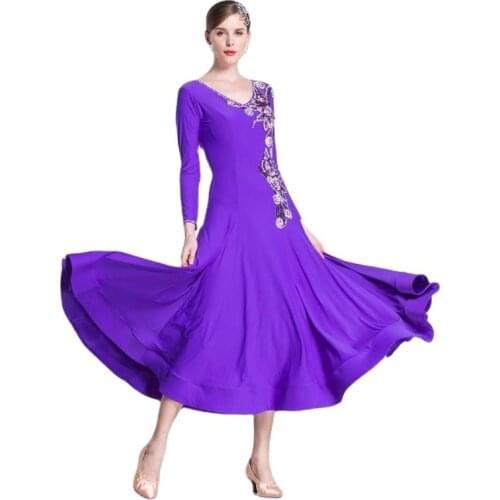 M-1801 High Quality Women Ballroom Dance Practice Dress Long Waltz Tango Costume Ballroom Smooth Practice Dress For Sale