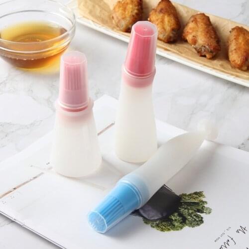 Portable Silicone Oil Bottle With Brush Protective Cover Scale Oil Brush BBQ Oil Brush Pastry In Baking For Kitchen Gadget Sets