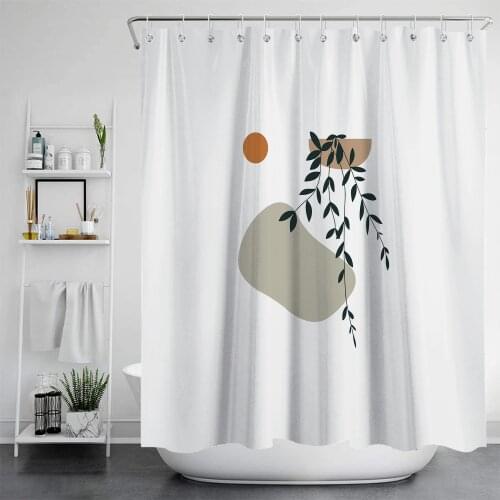 Nordic style simple abstract sun and moon pattern shower curtain windproof bathroom decoration home furnishing