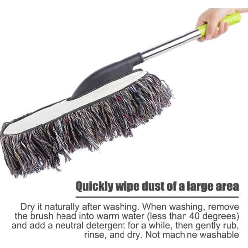 Car Clean Wash Mop Brush With Stainless Steel Grip Dust Removal Brush Cleaning Tool