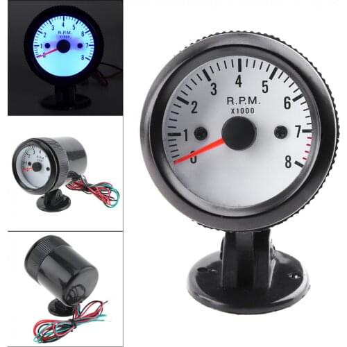 8020BL 2" 52mm 12V Blue LED 0~8000RPM Car Tachometer Tach Gauge Meter with Sensor for Boat / Truck / ATV