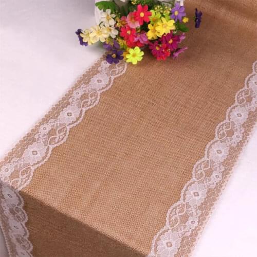 Table Runner Lace Burlap 7pcs/lot 30*275cm Wholesale Top Qualities Hessian Vintage Jute for Party Wedding Event Decoration