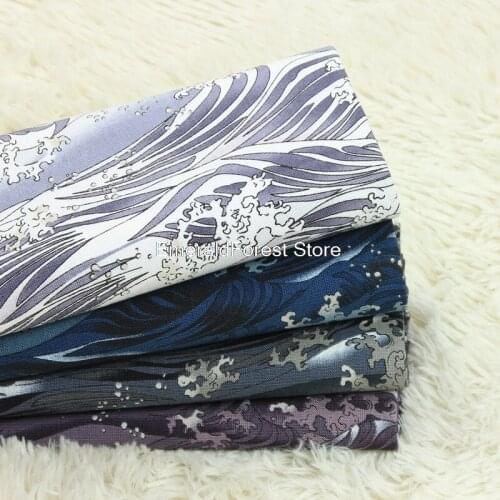 High quality thick cotton cloth and wind wave printing fabric Handmade DIY bag clothing fabric cotton 90cmx110cm