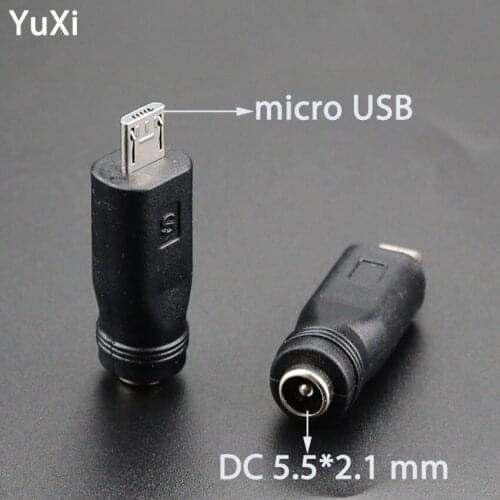 YuXi DC 5.5*2.1mm Female to Micro USB Male Power Converter Jack Micro USB to DC 5.5*2.1mm Charger Adapter Connector