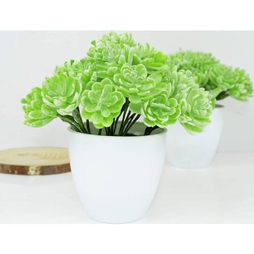Green Artificial Succulents Leaves Fake Potted Plants For Home Garden Decor Wedding Birthday Party Supplies Artificial Flowers