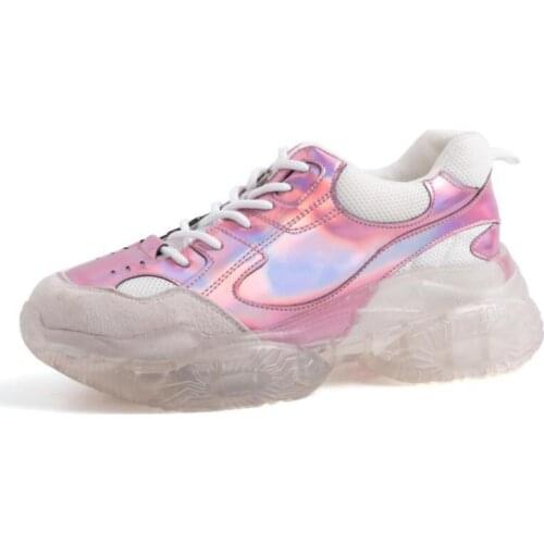 2019 new designer pink silver black match white colorblock lace up women lady girl studtent platform casual shoes sneaker