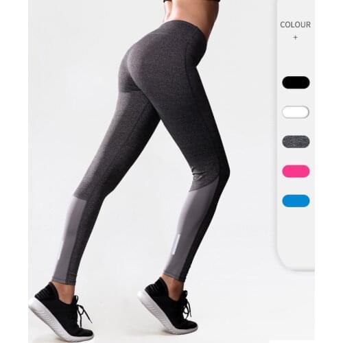 Ladies Fitness Yoga Pants Reflective Strip Night Running Sports Training Pants High-stretch and Quick-drying Tight Pants 2089