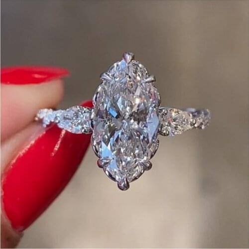 CAOSHI Marquise Shaped Crystal Engagement Rings for Women Aesthetic Bridal Wedding Ring Brilliant Jewelry Exquisite Accessories