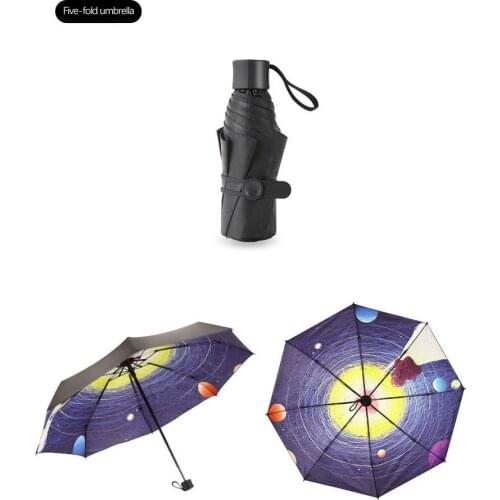 Starry Sky Sun Umbrella Mini Fashion Folding Umbrella Couples Vinyl Umbrella Pocket Anti-UV Five Folding Three Folding Umbrella