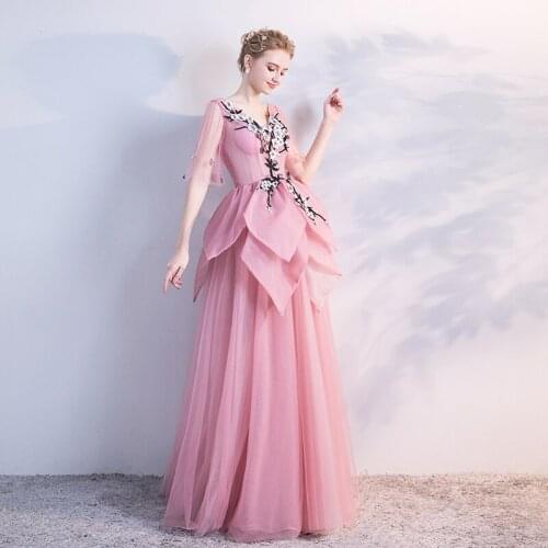 100%real flower fairy embroidery gown cartoon vintage medieval dress Renaissance princess fairy costume Victoria collar dress