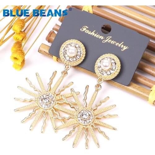 BLUE BEANS 2020 Meta Earrings Fashion Jewelry Drop Earrings For Women Golden Earrings Bohemia Kpop Girls Dangle Gold Earring