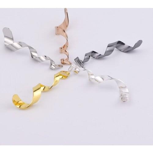 39x0.4mm Earring Jewelry Accessories Spiral Curved Flat Wire Copper Bar One Hole DIY Hand Pendant