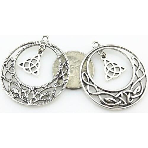 7Pcs/lot Alloy Filigree Round Triquetra Celtic Knot Pendant Finding Handcraft Necklaces Women Gift Jewelry 20774
