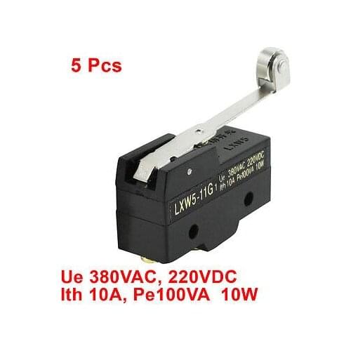 5 Pcs LXW5-11G1 NO NC Short Roller Hinge Lever AC DC Micro Limit Switch
