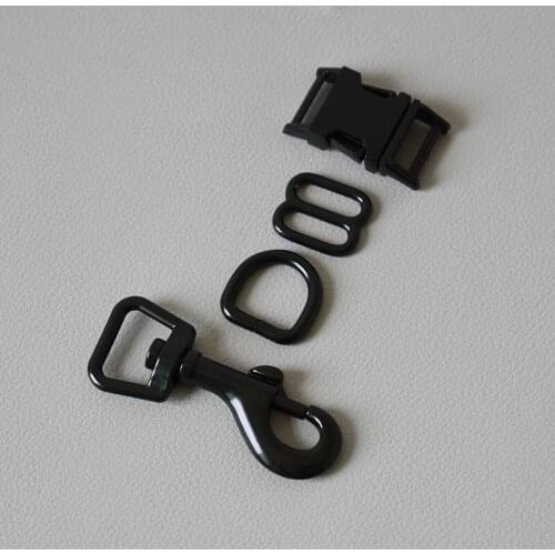 50 suit metal buckle 8 buckle D ring metal dog clasp for handmade puppy Collar leash set harness Dee Rings 15mm bag -black