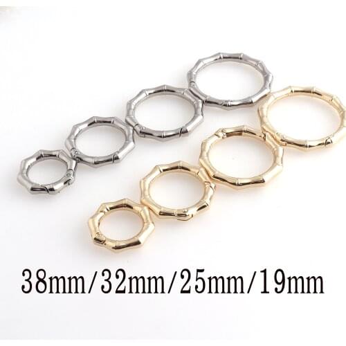 6Pcs Pale Gold/SilverPush Gate O Rings 19-25-32-38MM Spring gate ring Spring Ring Clasps Buckles Webbing Purse Snap Hooks
