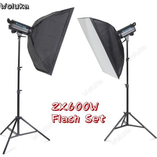 600W Flash Set with 2 Softbox 2 Light Stand Professional Photo Studio Lighting Kit For Advertising Product Photography CD50 T10