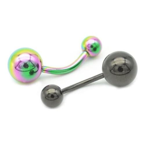 Belly Bar Navel Ring Plain Round Ball Fashion Body Piercing Jewelry 14G 16G